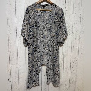 Mossimo Supply Co. Geometric Black and Blue Kimono Top